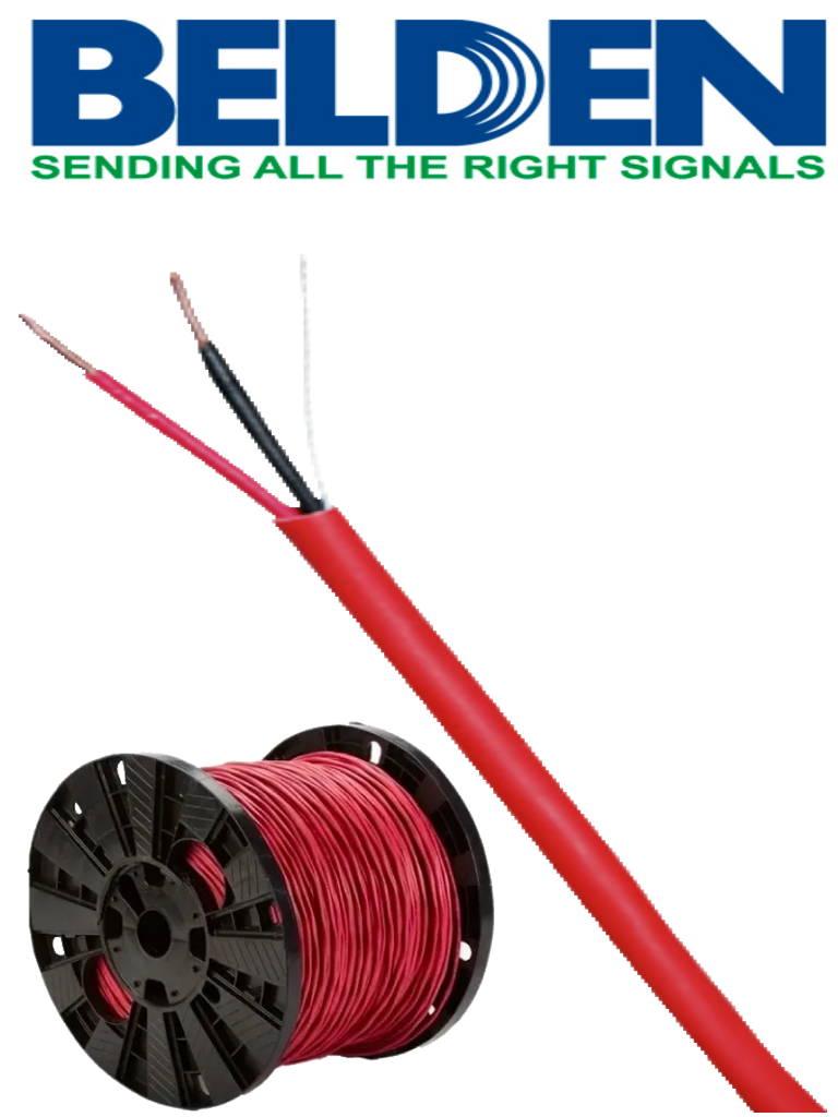 BELDEN 5320UL0021000 - Bobina de cable para sistemas de deteccion de incendio / 2 Conductores / Calibre 18 / Sin blindar / Rojo / 305 Mts