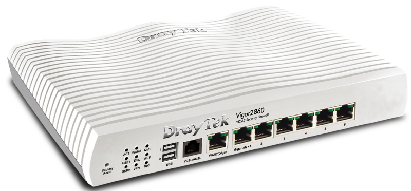 DRAYTEK VIGOR2860- RUTEADOR / MODEM DSL/ 6 LAN GIGABIT/ 2 WAN/ 32 VPN/ FIREWALL/ 3G