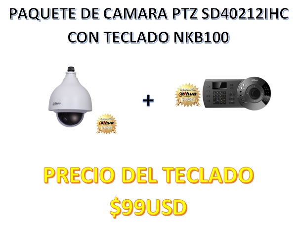 DAHUA SD40212IHCPAK- MINI SPEED DOME 12X ANTIVANDALICA 1080P/ 720P CON TECLADO DAHUA NKB1000/ PRECIO DEL TECLADO A $99US